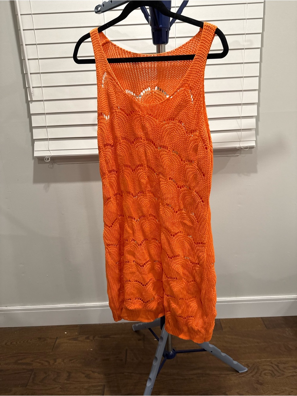 Bright Orange Knit Sleeveless coverup Dress